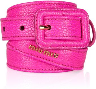 Miu Miu Stringrayeffect Leather Skinny Belt - Lyst