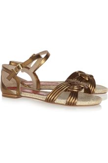 Paloma Barceló Metallic Leather Flat Sandals - Lyst