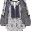 Rebecca Taylor Printed Silk Blouse in Blue (multicolored) - Lyst