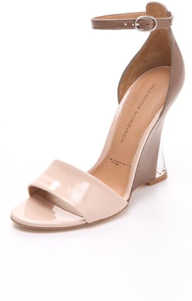 Sigerson Morrison Dali Colorblock Wedge Sandals in Pink (blush) - Lyst