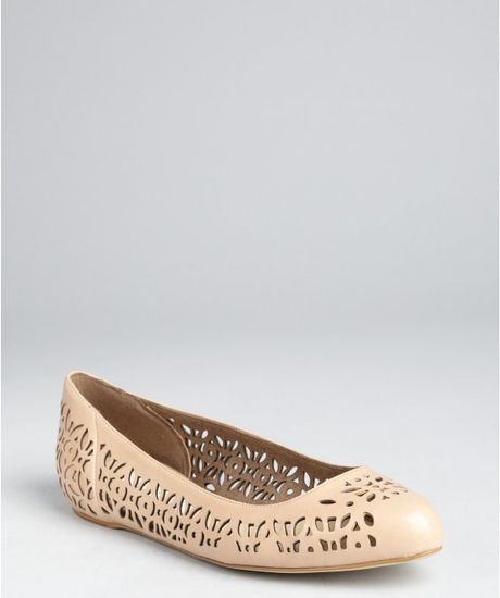 Stella Mccartney Dakar Perforated Faux Leather Ballet Flats in Beige - Lyst