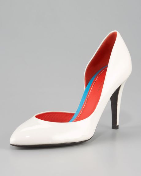 Bottega Veneta Patent Leather Dorsay Pump in White (eggshell) - Lyst