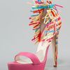 Brian Atwood Raffiaheel Colorblock Dorsay Sandal in Pink - Lyst