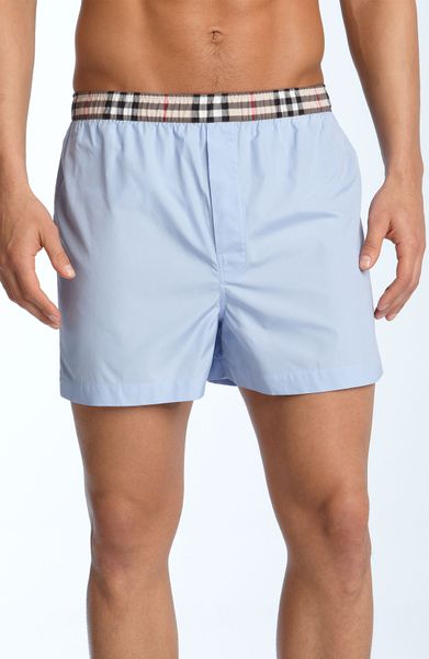 Burberry Check Print Woven Boxer Shorts in Blue for Men (pale blue) - Lyst