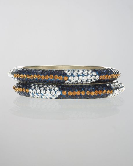 Chamak By Priya Kakkar Montana Pave Crystal Bangle Set in Blue - Lyst