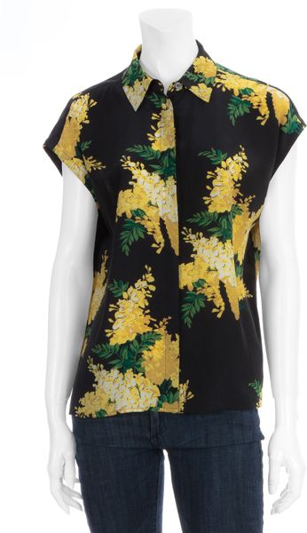 Equipment Leandra Floral Silk Blouse in Multicolor (black) - Lyst