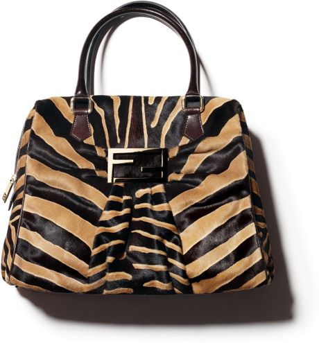 Fendi Zebraprint Calf Hair Mia Bag in Animal (honey brown) - Lyst