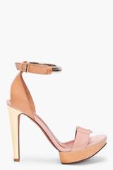 Lanvin Peach Beige Suede Heels