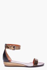 Lanvin Bronze Tone Leather Sandals