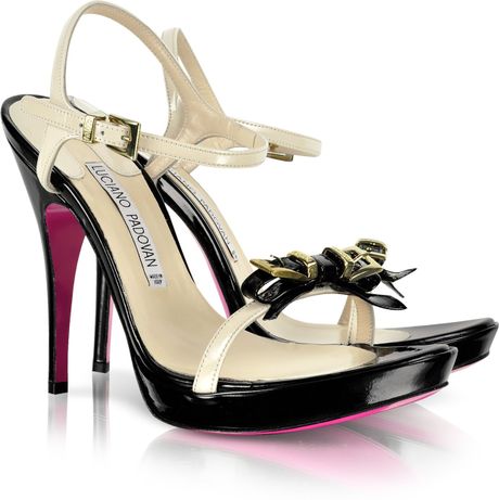Luciano Padovan Patent Leather Platform Sandal in Black - Lyst