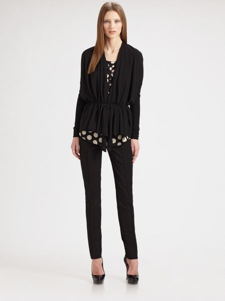 Akris Punto Drawstring Wool Cardigan in Black - Lyst
