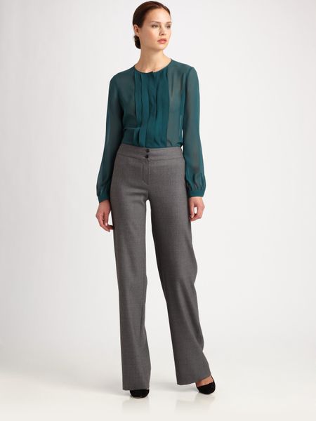 Armani Silk Georgette Pleated Blouse in Green (emerald) - Lyst