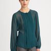 Armani Silk Georgette Pleated Blouse in Green (emerald) - Lyst