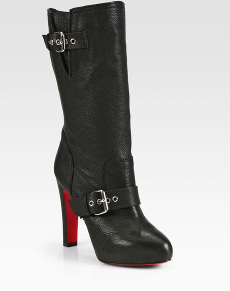 Christian Louboutin Leather Tall Motorcycle Boots in Black - Lyst