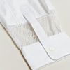 Comme Des Garçons Borad Stripe Ester Mesh Cuff Shirt in White for Men - Lyst