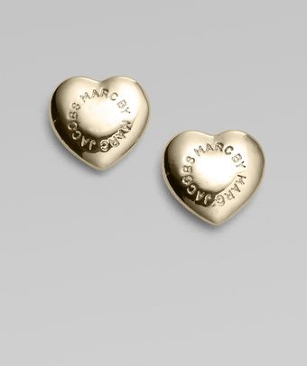  House E Domed Heart Stud Earrings 
