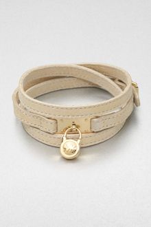 Michael Kors Logo Padlock Accented Leather Wrap Bracelet - Lyst