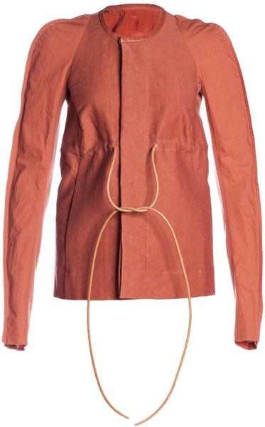 Rick Owens Rick Owens Womens Canvas and Calfskin Patch Jacket in Orange (coral) - Lyst