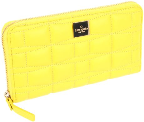 Kate Spade Kate Spade New York Signature Spade Leather Lacey Wallet in Yellow (acid yellow) - Lyst