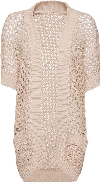 Mango Knit Cardigan in Beige - Lyst
