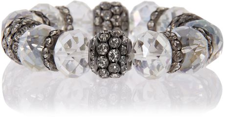 Mikey Crystal Large Bead Bracelet in Gold (white) - Lyst