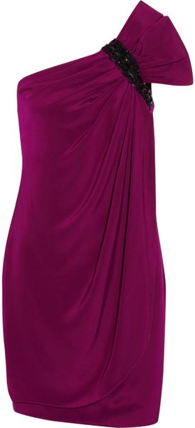 Notte By Marchesa Embellished Oneshoulder Silk Dress in Purple (grape) - Lyst