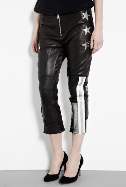 Acne Stardust Glitter Leather Trousers in Black - Lyst