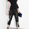 Acne Stardust Glitter Leather Trousers in Black - Lyst