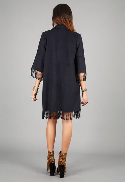 American Gold American Gold Holy Mountain Fringe Coat in Navy in Blue (gold) - Lyst