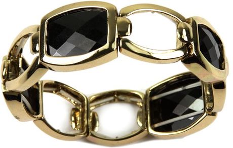 Anne Klein Gold Tone Jet Bead Stretch in Gold - Lyst