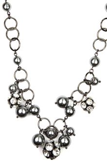 Anne Klein Hematite Tone Simulated Pearl Statement Necklace - Lyst