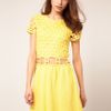 Asos Collection Asos Crochet Village Fit and Flare Dress in Yellow - Lyst