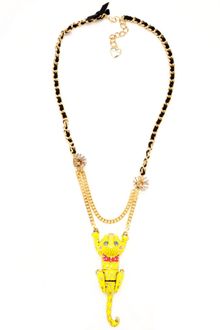 Betsey Johnson Antique Gold Tone Tiger Pendant - Lyst