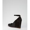 Celine Black Leather and Suede Ankle Strap Wedges in Black - Lyst