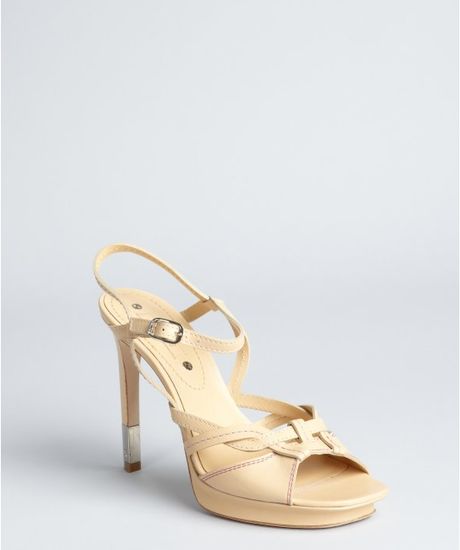 Celine Natural Leather Mirrored Heel Sandals in Beige (natural) - Lyst