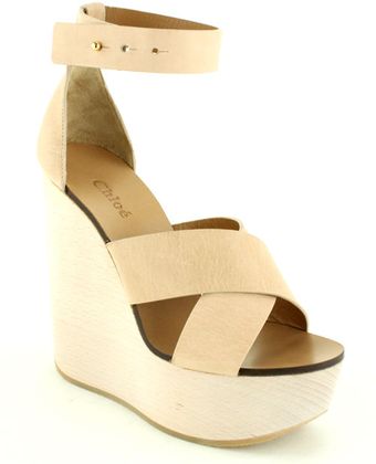 Chloé Wooden Wedge with Ankle Strap - Lyst