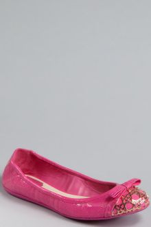 Dior Pink Quilted Cannage Patent Bow Detail Ballet Flats - Lyst