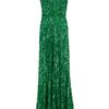 Elie Saab Cap Sleeve Vneck Beaded Dress  in Green - Lyst