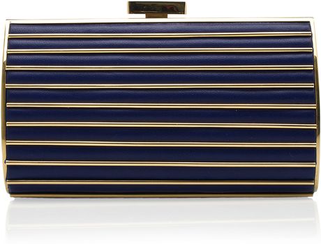 Elie Saab Small Striped Clutch in Blue - Lyst