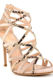 Gianvito Rossi Strappy Suede and Snake Sandal - Lyst