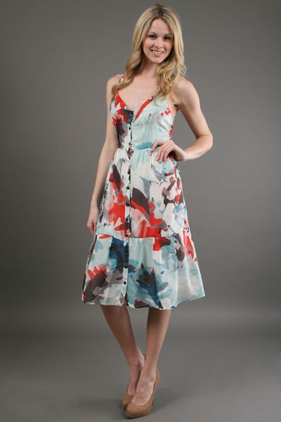 Jenny Han Ruffle Midi Dress in Blue (citrus) - Lyst