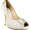 Jimmy Choo Glitter Comet Peep Toe Pump in Silver - Lyst