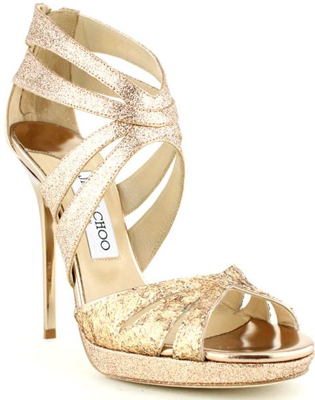 Jimmy Choo Glitter Garland in Gold (nude) - Lyst