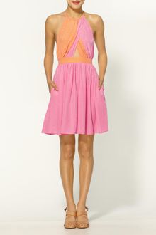 Juicy Couture Gem Geo Print Silk Halter Dress - Lyst
