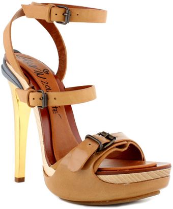 Lanvin Multistrap Sandal with Gold Heel - Lyst
