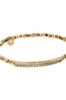 Michael Kors Gold Tone Bead and Crystal Stretch Bracelet - Lyst