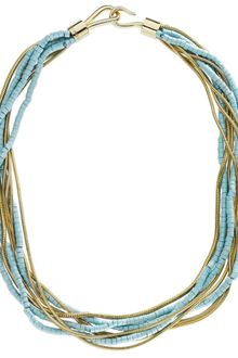 Michael Kors Gold Tone Multi Chain Turquoise Bead Twist Necklace - Lyst