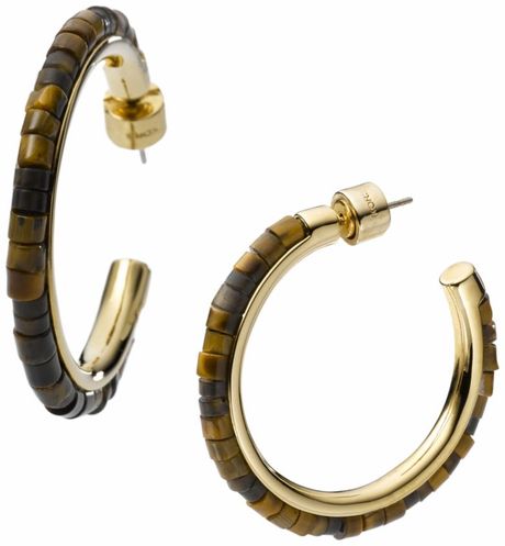 Michael Kors Gold Tone Tortoise Hoop Earrings in Gold - Lyst