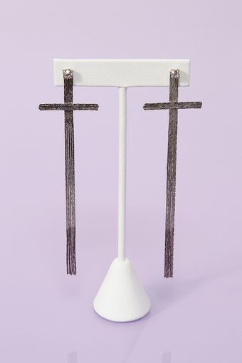 Nasty Gal Fringed Cross Earrings - Lyst