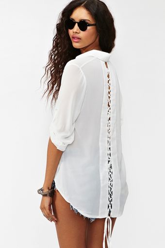 Nasty Gal Laced Tail Blouse White - Lyst